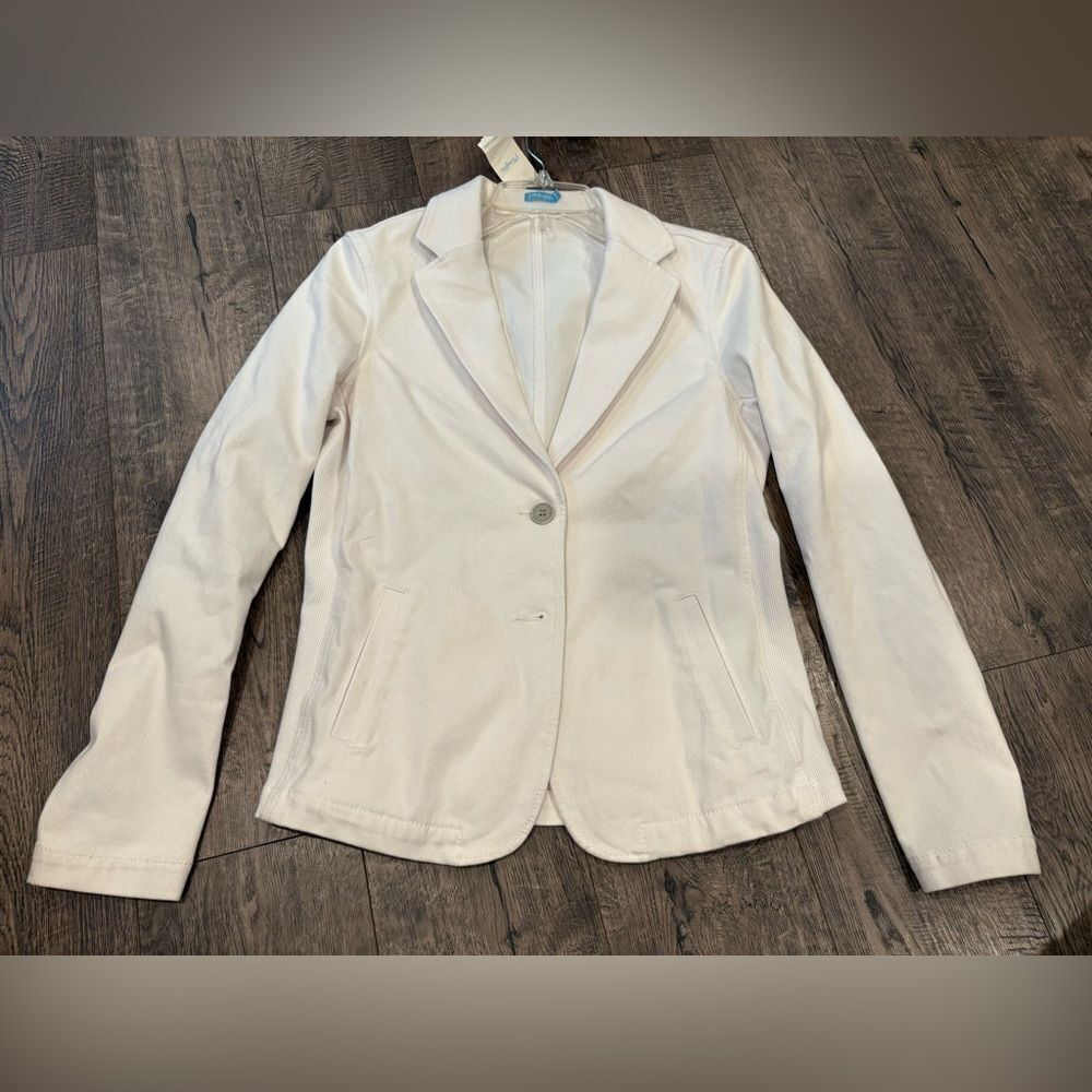 J McLaughlin White Blazer Tailored Fit Notched Lapels